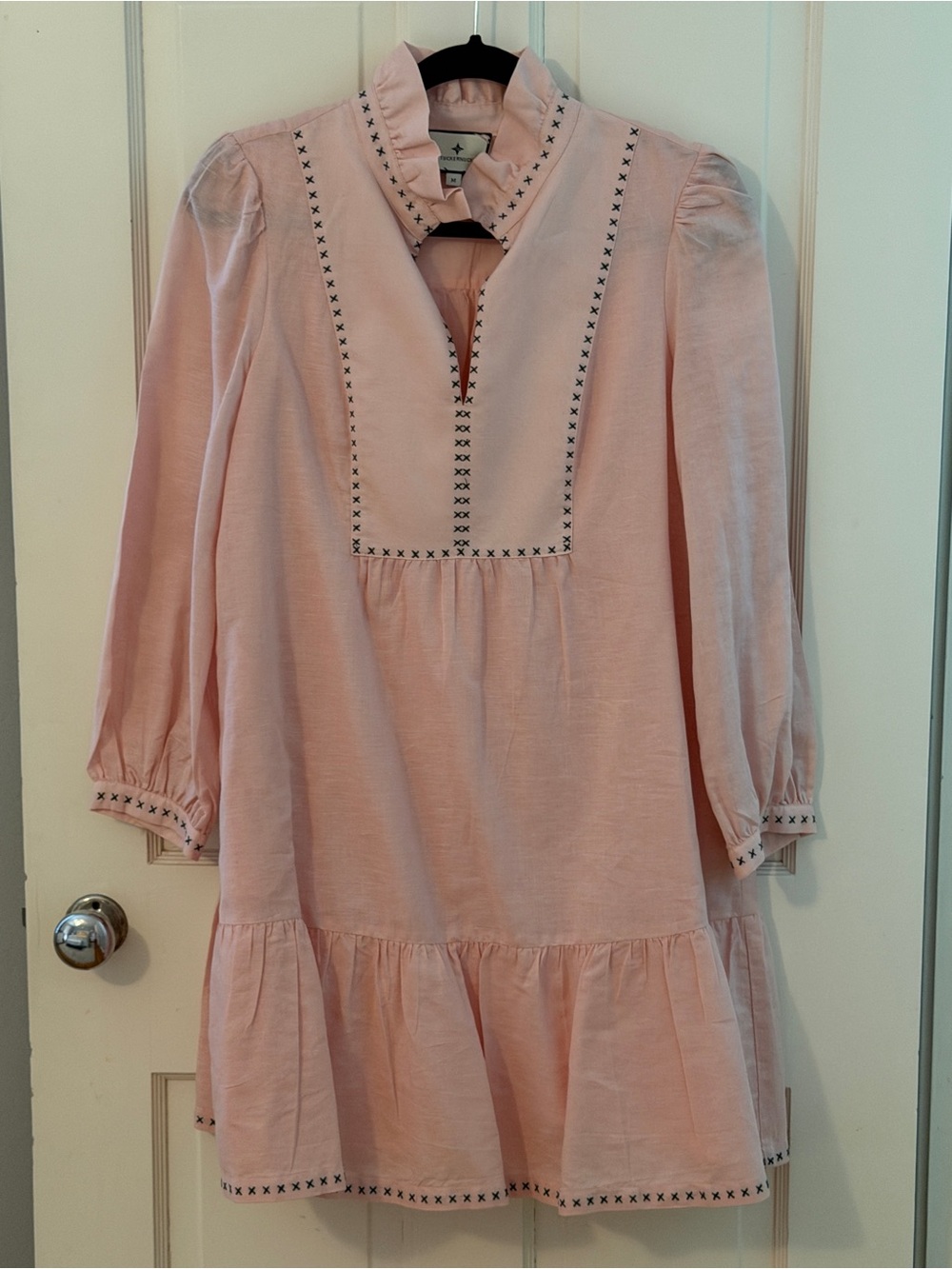 Tuckernuck Pale Pink Embroidered Tiered Casual Dress